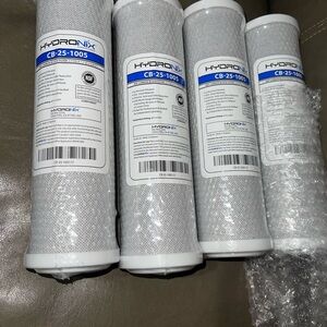 New Genuine Hydronix Water Filter CB-25-1005 Coconut Carbon Block (Set of 4)